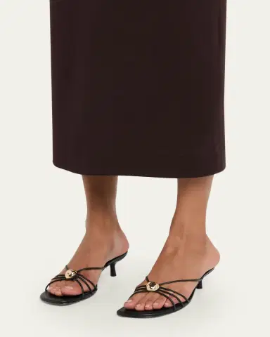 Simkhai Amaya Strappy Leather Kitten-Heel Sandals | Thumbnail 2