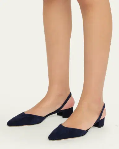 Manolo Blahnik Aspro Suede Slingback Ballerina Pumps | Thumbnail 5