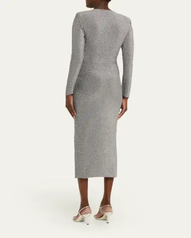 Chiara Boni La Petite Robe Jarra Twist-Front Shimmer Bodycon Midi Dress | Thumbnail 3 Chiara Boni La Petite Robe Jarra Twist-Front Shimmer Bodycon Midi Dress | Thumbnail 3