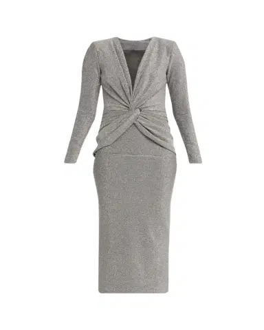 Chiara Boni La Petite Robe Jarra Twist-Front Shimmer Bodycon Midi Dress | Thumbnail 1 Chiara Boni La Petite Robe Jarra Twist-Front Shimmer Bodycon Midi Dress | Thumbnail 1