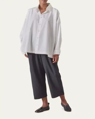 Eskandar Angle-To-Front Side Seam Shirt With Collar (Long Length) | Thumbnail 2