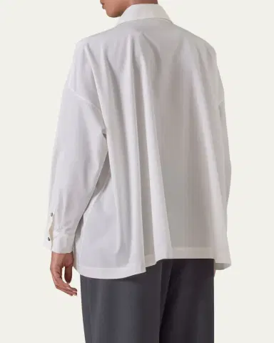 Eskandar Angle-To-Front Side Seam Shirt With Collar (Long Length) | Thumbnail 3