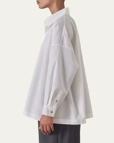 Eskandar Angle-To-Front Side Seam Shirt With Collar (Long Length) | Thumbnail 5
