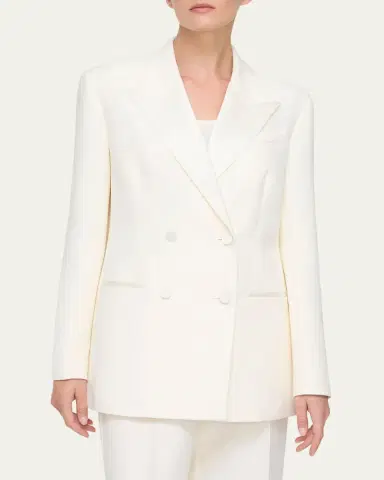 Lafayette 148 New York Double-Breasted Satin-Trim Jacket | Thumbnail 3 Lafayette 148 New York Double-Breasted Satin-Trim Jacket | Thumbnail 3