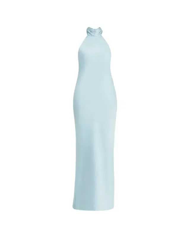 Ramy Brook Tatiana Low-Cut Halter Column Gown