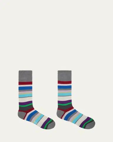 Paul Smith Men's Marek Color-Block Cotton Crew Socks | Thumbnail 3