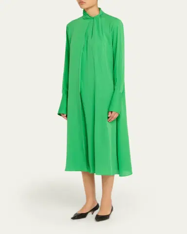 Tom Ford Washed Silk Georgette Belted Midi Dress | Thumbnail 4