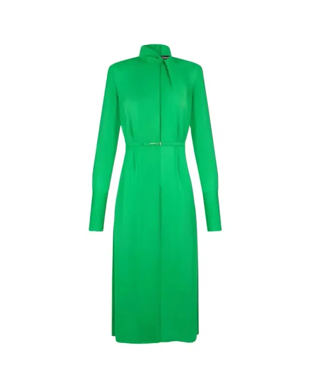 TOM FORD Washed Silk Georgette Belted Midi Dress