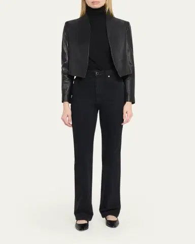 Alice + Olivia New Harvey Leather Open-Front Jacket | Thumbnail 2 Alice + Olivia New Harvey Leather Open-Front Jacket | Thumbnail 2