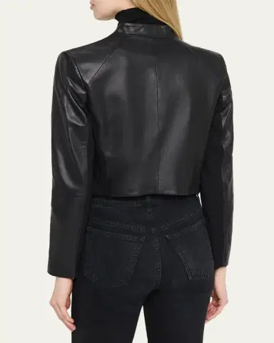 Alice + Olivia New Harvey Leather Open-Front Jacket | Thumbnail 3 Alice + Olivia New Harvey Leather Open-Front Jacket | Thumbnail 3
