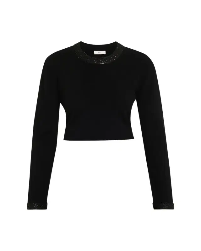 Marley Sequined Long-Sleeve Crop Top