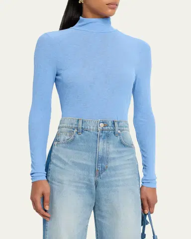 Veronica Beard Wyeth Ribbed Turtleneck Top | Thumbnail 4