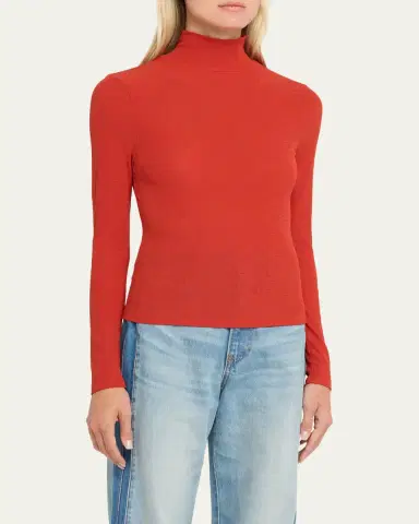 Veronica Beard Wyeth Ribbed Turtleneck Top | Thumbnail 8
