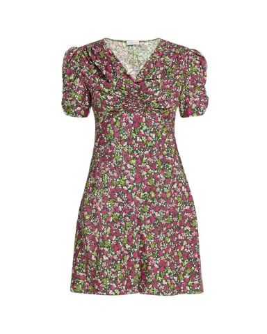 Burberry Jade Floral-Print Silk Ruched Short-Sleeve Mini Dress | Thumbnail 1 Burberry Jade Floral-Print Silk Ruched Short-Sleeve Mini Dress | Thumbnail 1