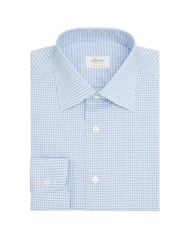 Men's Ventiquattro Cotton Grid Check Dress Shirt