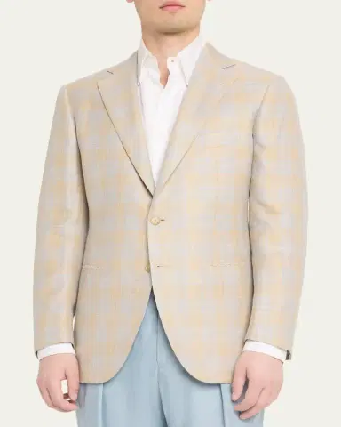 Cesare Attolini Men's Plaid Cashmere-Blend Sport Jacket | Thumbnail 4 Cesare Attolini Men's Plaid Cashmere-Blend Sport Jacket | Thumbnail 4