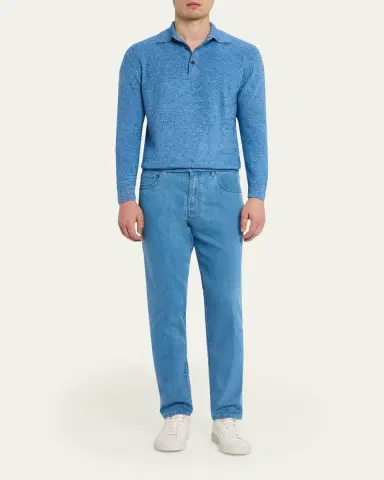 Cesare Attolini Men's Cashmere Rib Polo Sweater | Thumbnail 2
