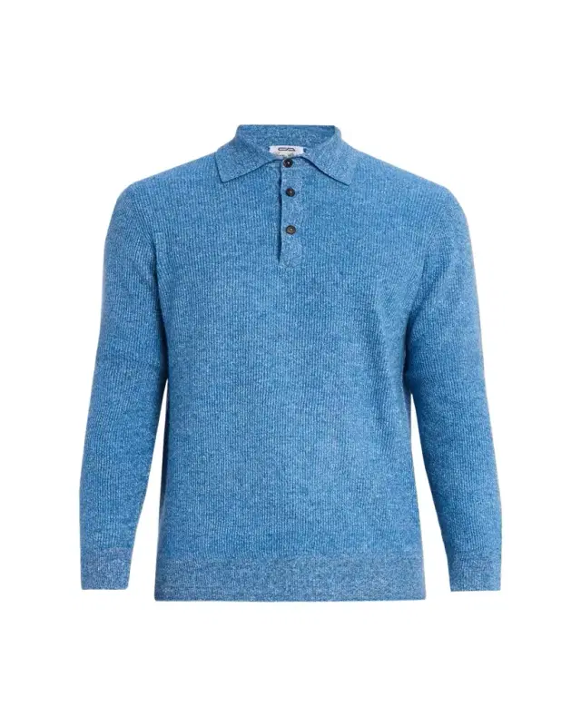 Men's Cashmere Rib Polo Sweater