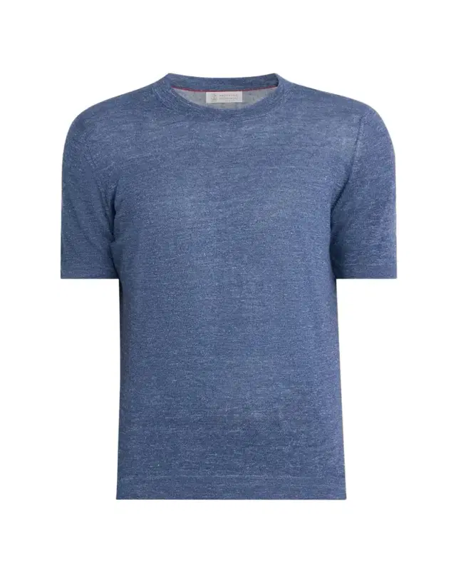 Brunello Cucinelli Men's Linen and Cotton Knit Short-Sleeve Sweater