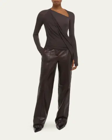 Helmut Lang Draped Asymmetric Jersey Top | Thumbnail 2