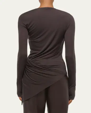 Helmut Lang Draped Asymmetric Jersey Top | Thumbnail 3