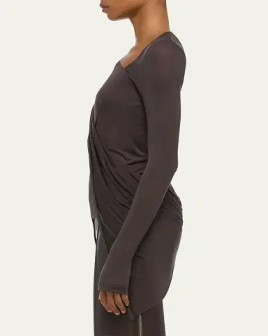Helmut Lang Draped Asymmetric Jersey Top | Thumbnail 4