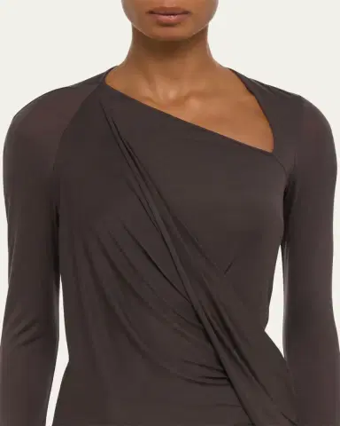 Helmut Lang Draped Asymmetric Jersey Top | Thumbnail 5