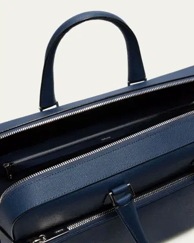Valextra Men's Avietta Top-Handle Calfskin Briefcase with Zip Pocket | Thumbnail 3 Valextra Men's Avietta Top-Handle Calfskin Briefcase with Zip Pocket | Thumbnail 3