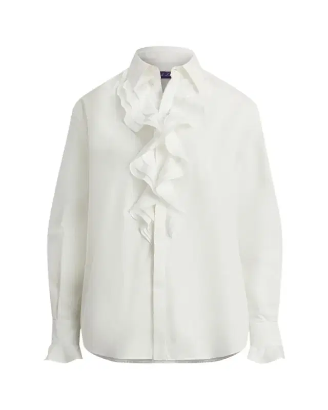Ralph Lauren Collection Addison Ruffle-Trim Broadcloth Shirt