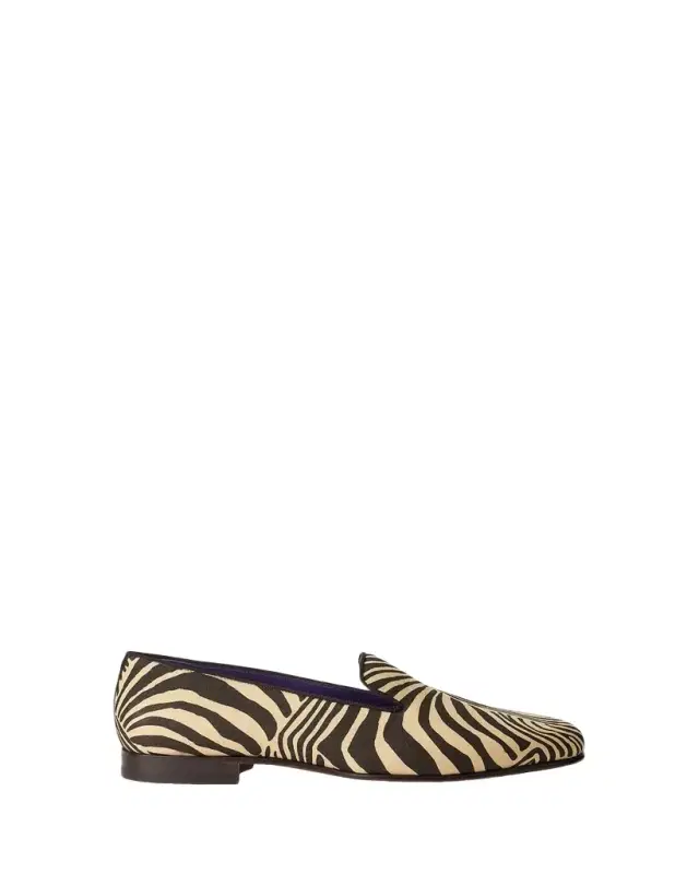 Ralph Lauren Purple Label Alonzo Zebra-Print Linen Slipper