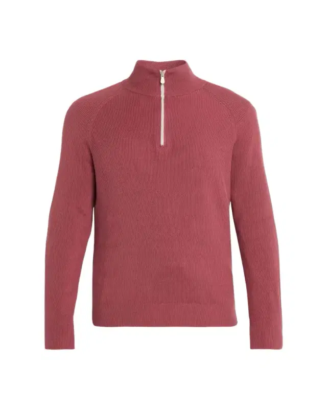 Brunello Cucinelli Men's Cotton English Rib Half-Zip Sweater