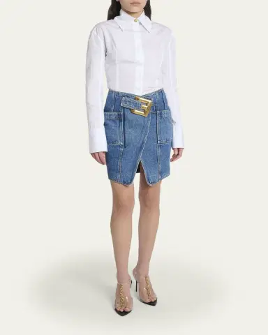 Balmain Belted Wrap Denim Mini Skirt | Thumbnail 2 Balmain Belted Wrap Denim Mini Skirt | Thumbnail 2