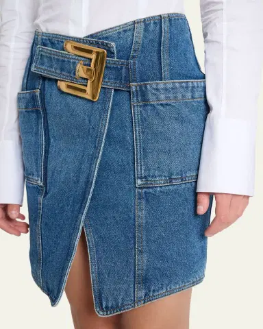Balmain Belted Wrap Denim Mini Skirt | Thumbnail 5 Balmain Belted Wrap Denim Mini Skirt | Thumbnail 5