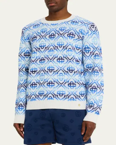 Casablanca Men's Space Dye Monogram Knit Crewneck Sweater | Thumbnail 4 Casablanca Men's Space Dye Monogram Knit Crewneck Sweater | Thumbnail 4