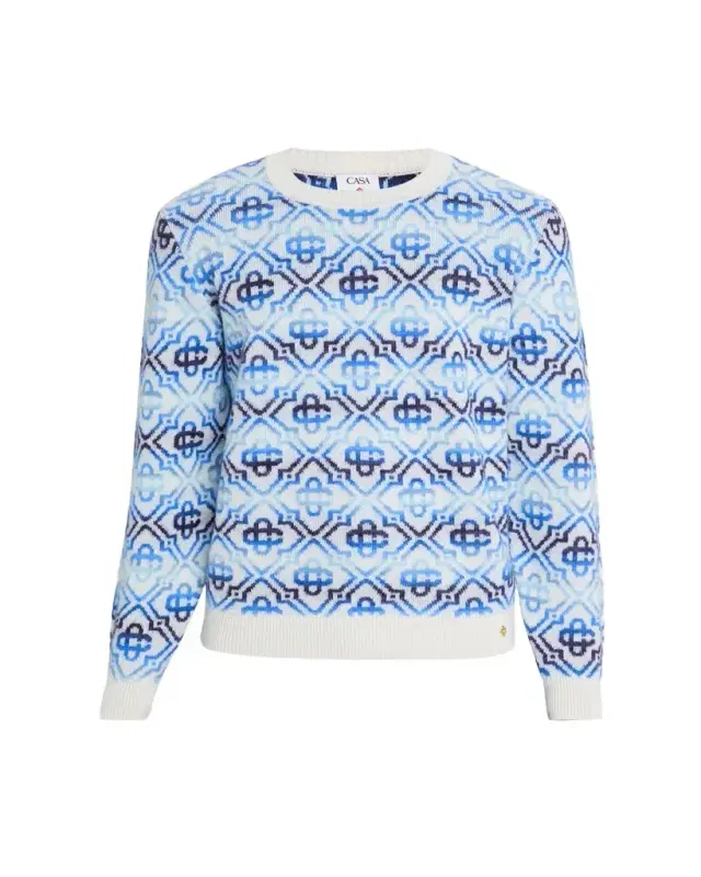 Men's Space Dye Monogram Knit Crewneck Sweater