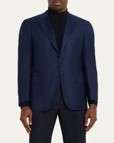 Brioni Men's Wool Plaid Single-Breasted Sport Coat | Thumbnail 4 Brioni Men's Wool Plaid Single-Breasted Sport Coat | Thumbnail 4