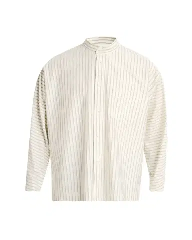 Homme Plissé Issey Miyake Men's Stripe Band Collar Button-Down Shirt | Thumbnail 1 Homme Plissé Issey Miyake Men's Stripe Band Collar Button-Down Shirt | Thumbnail 1
