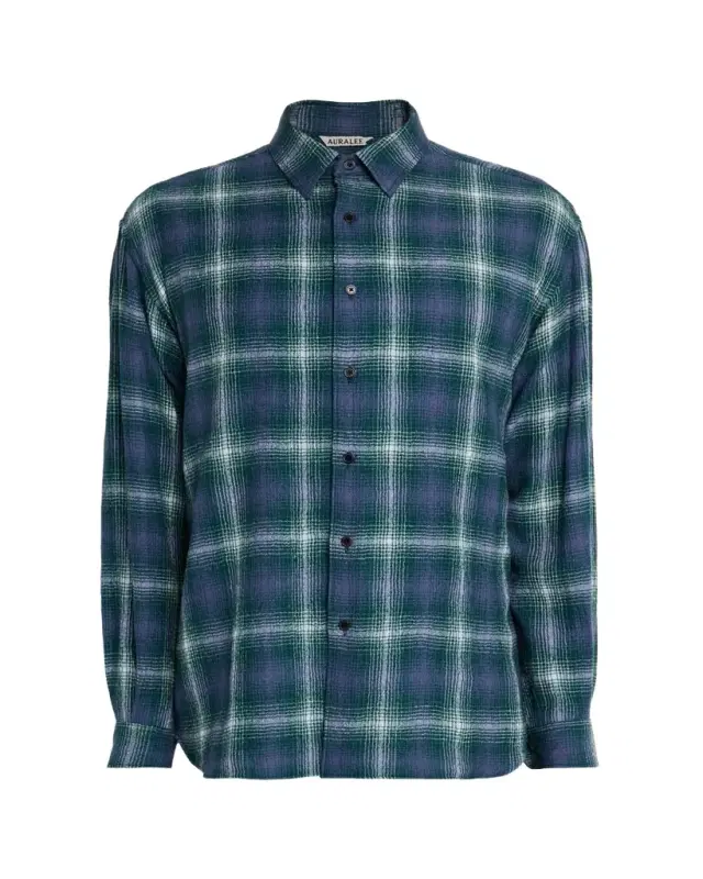 Men's Plaid Wool Button-Down Shirt