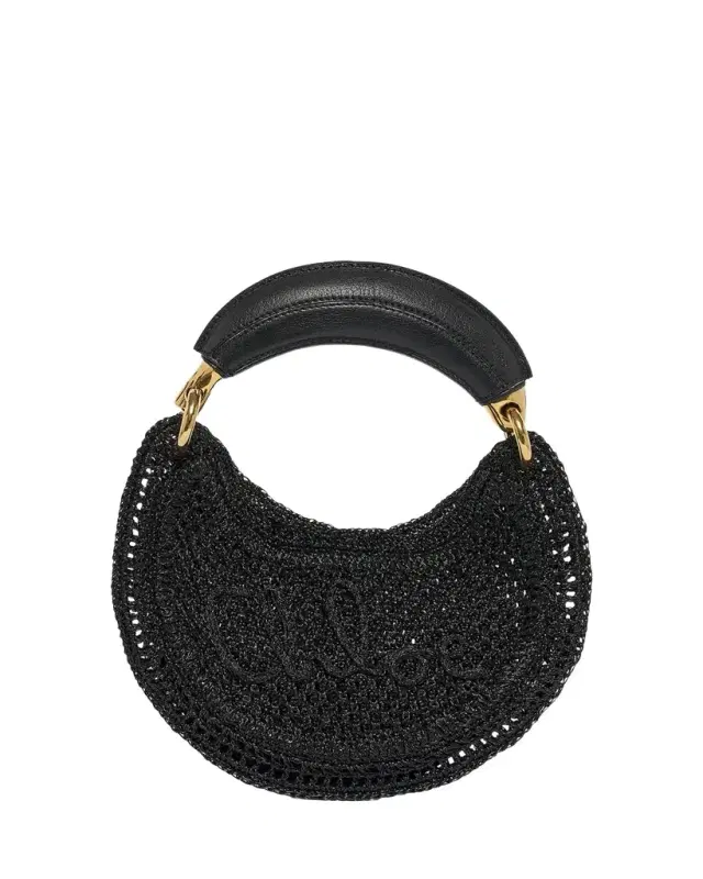 Chloe Summer Banana Mini Hobo Bag in Metallic Crochet