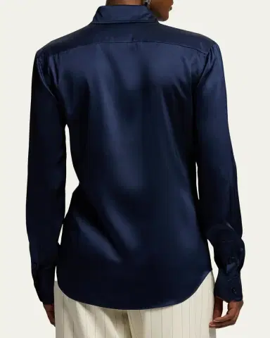 Ralph Lauren Collection Cameron Straight Fit Silk Shirt | Thumbnail 3 Ralph Lauren Collection Cameron Straight Fit Silk Shirt | Thumbnail 3