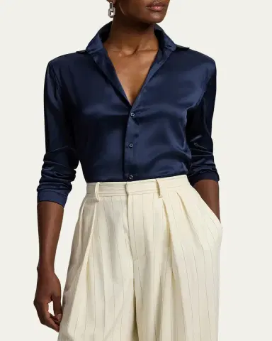 Ralph Lauren Collection Cameron Straight Fit Silk Shirt | Thumbnail 4 Ralph Lauren Collection Cameron Straight Fit Silk Shirt | Thumbnail 4