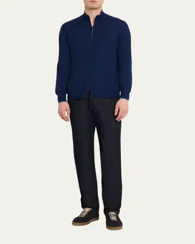 Cesare Attolini Men's Cashmere Mock Neck Full-Zip Sweater | Thumbnail 2