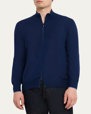 Cesare Attolini Men's Cashmere Mock Neck Full-Zip Sweater | Thumbnail 4