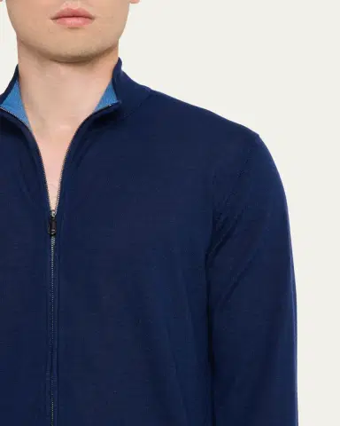 Cesare Attolini Men's Cashmere Mock Neck Full-Zip Sweater | Thumbnail 5