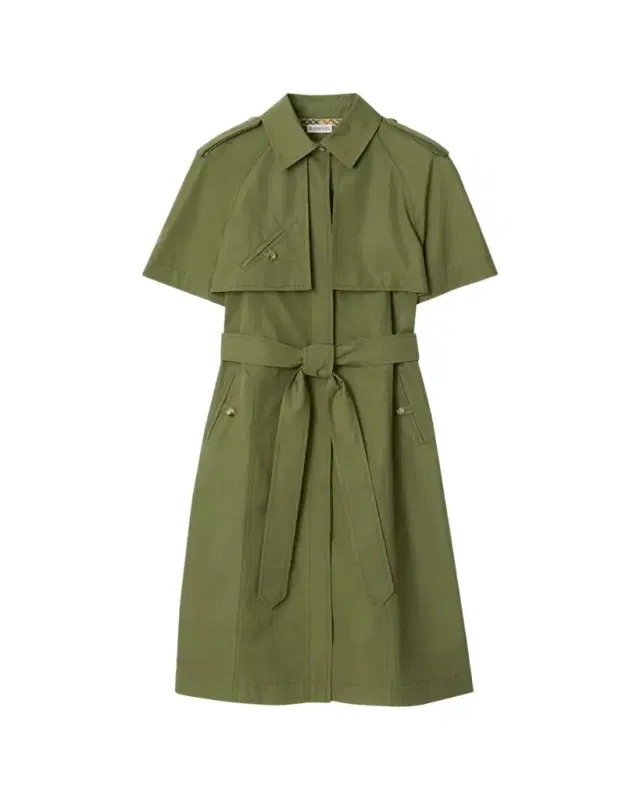 Marina Short-Sleeve Belted Midi Trench Dress