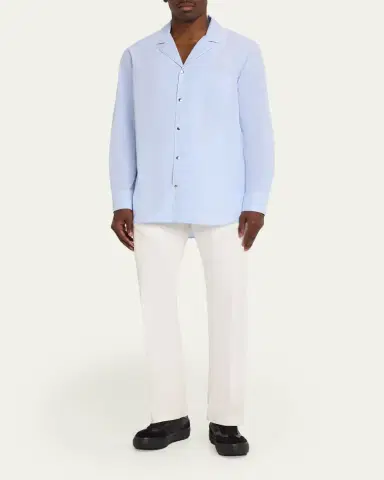 Moncler Men's Fil-a-Fil Cotton Long-Sleeve Shirt | Thumbnail 2