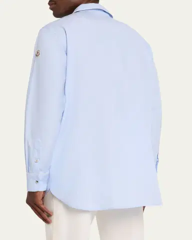 Moncler Men's Fil-a-Fil Cotton Long-Sleeve Shirt | Thumbnail 3