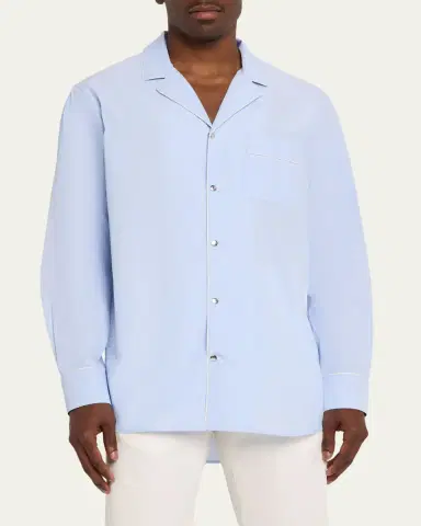 Moncler Men's Fil-a-Fil Cotton Long-Sleeve Shirt | Thumbnail 4