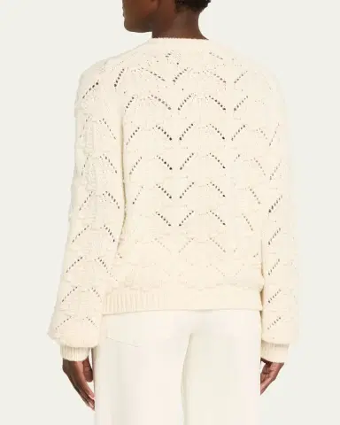 Loulou de Saison Bach 3D Shell Knit Crewneck Cardigan | Thumbnail 3 Loulou de Saison Bach 3D Shell Knit Crewneck Cardigan | Thumbnail 3