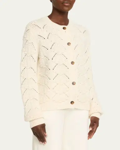 Loulou de Saison Bach 3D Shell Knit Crewneck Cardigan | Thumbnail 4 Loulou de Saison Bach 3D Shell Knit Crewneck Cardigan | Thumbnail 4